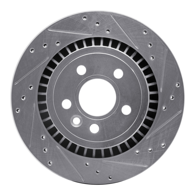 Volvo XC70 Brake Rotor (1) - Rear Right - R1 Concepts - Drilled & Slotted - Silver - `07-`18